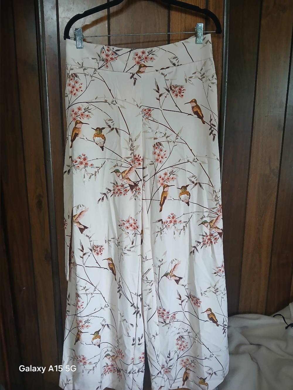 New York & Company Wide Leg Pant with Floral & Bird Print